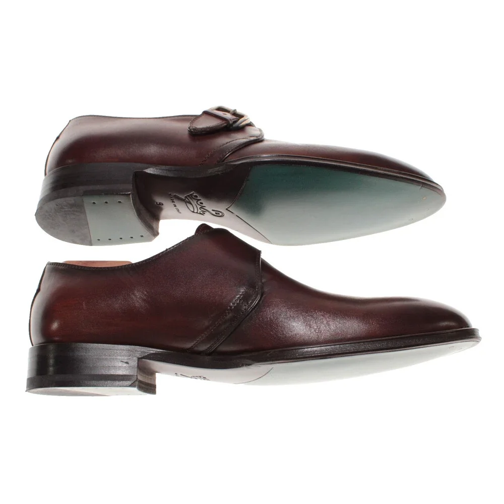 Pastori NWB Single Monk Strap Dress Shoes Size 9 US in Whiskey Brown Leather